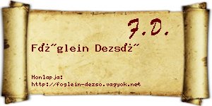Föglein Dezső névjegykártya
